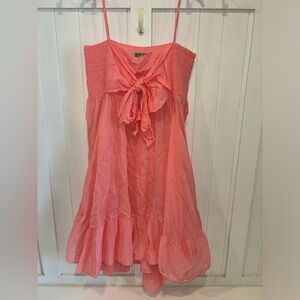 J Crew Cotton Bow-front Beach Dress Midi Crisp Pink  Sheer Size XL